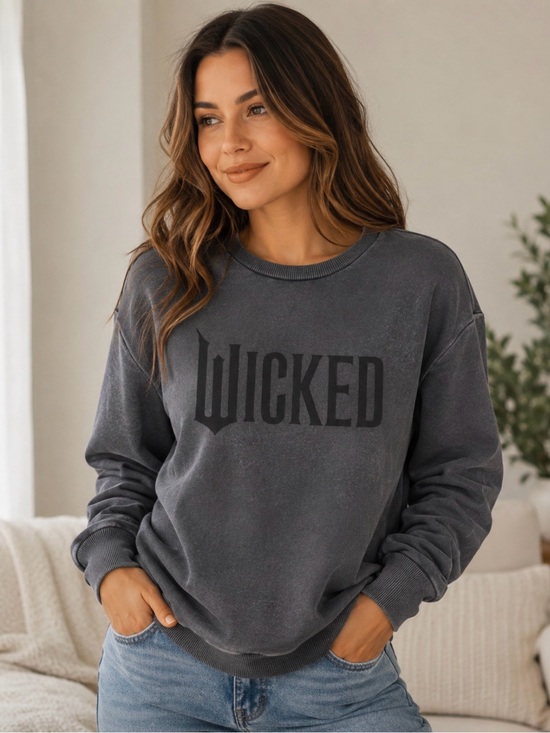 Joe Fresh Tops - 🩷💚Wicked 💚🩷Graphic Pullover Sweatshirt - Charcoal Gray Wash
